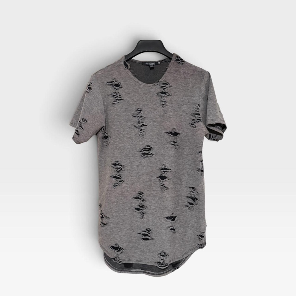 Rustic Dime Distressed Longline T-Shirt Gray Mens Size M Streetwear Made in USA